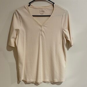 L.L. Bean Beige V-Neck Top
